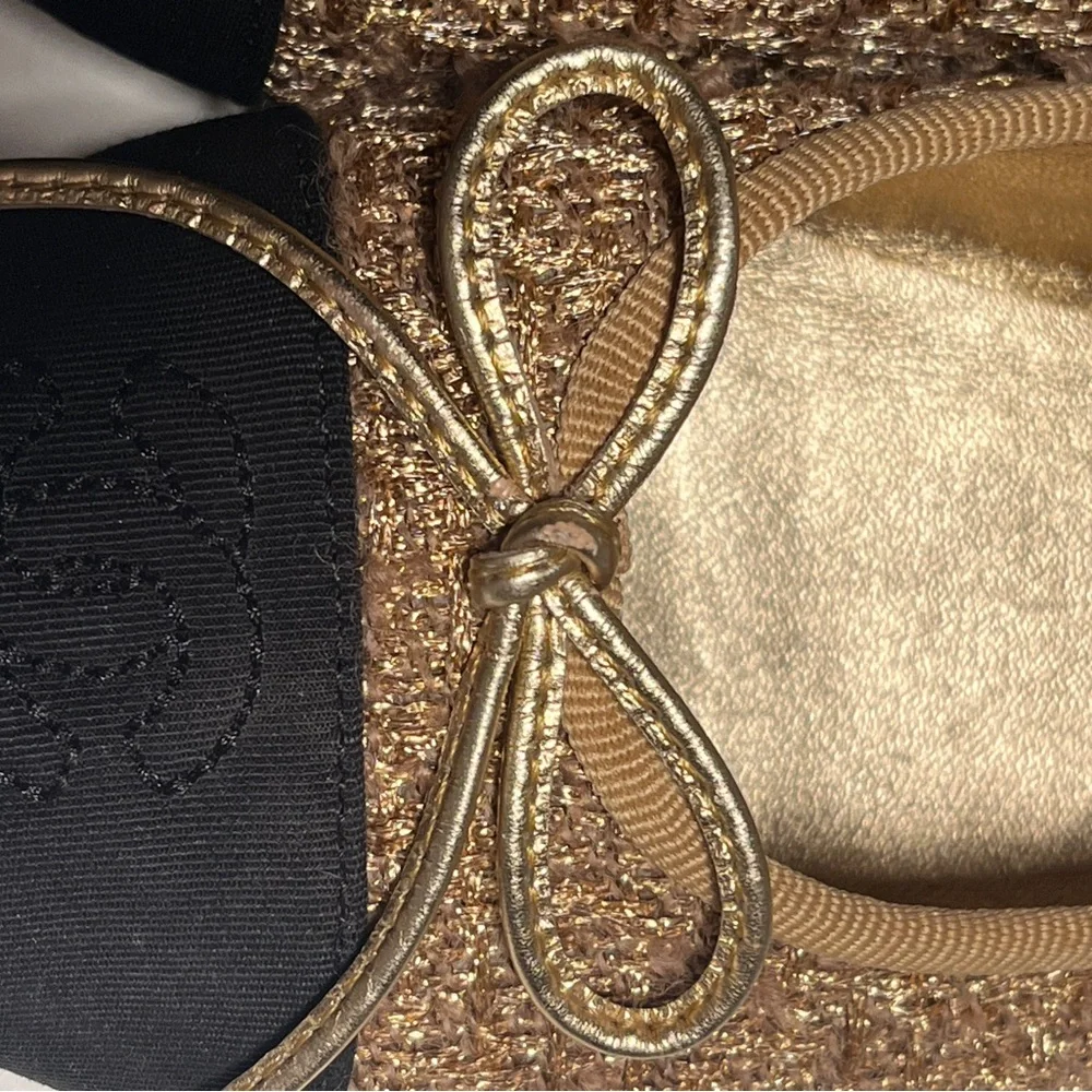 CHANEL Women's Gold and Black Flats